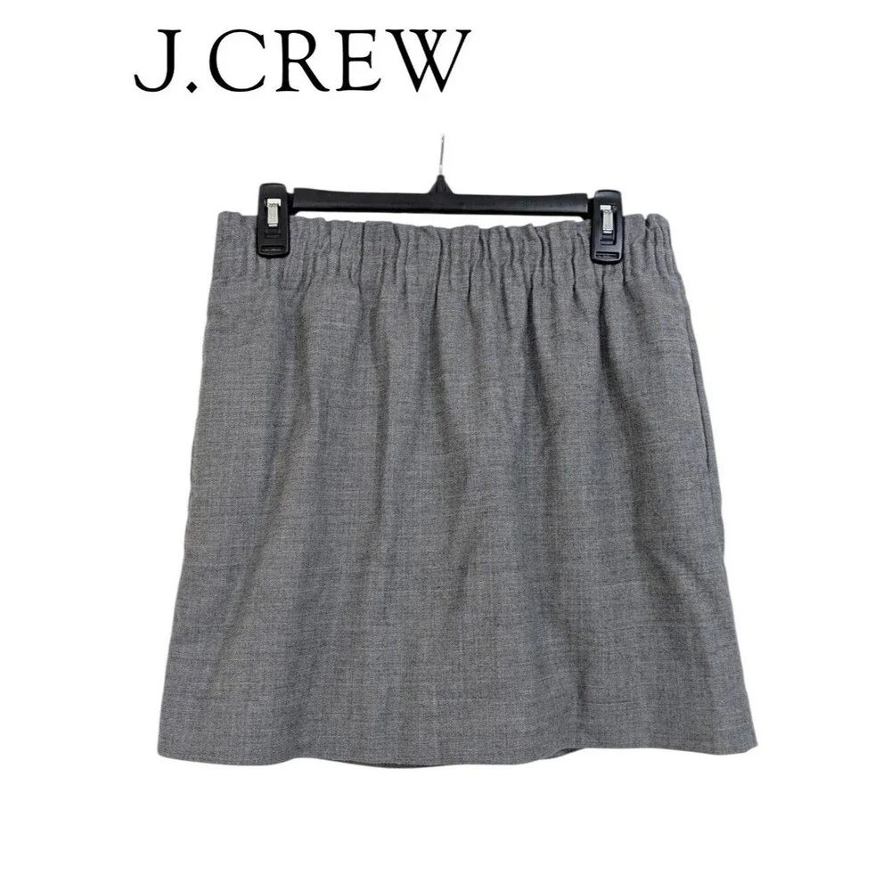 J. Crew Gray Pull On Stretch Waist Wool Blend Sidewalk Skirt - Size 10 Womens